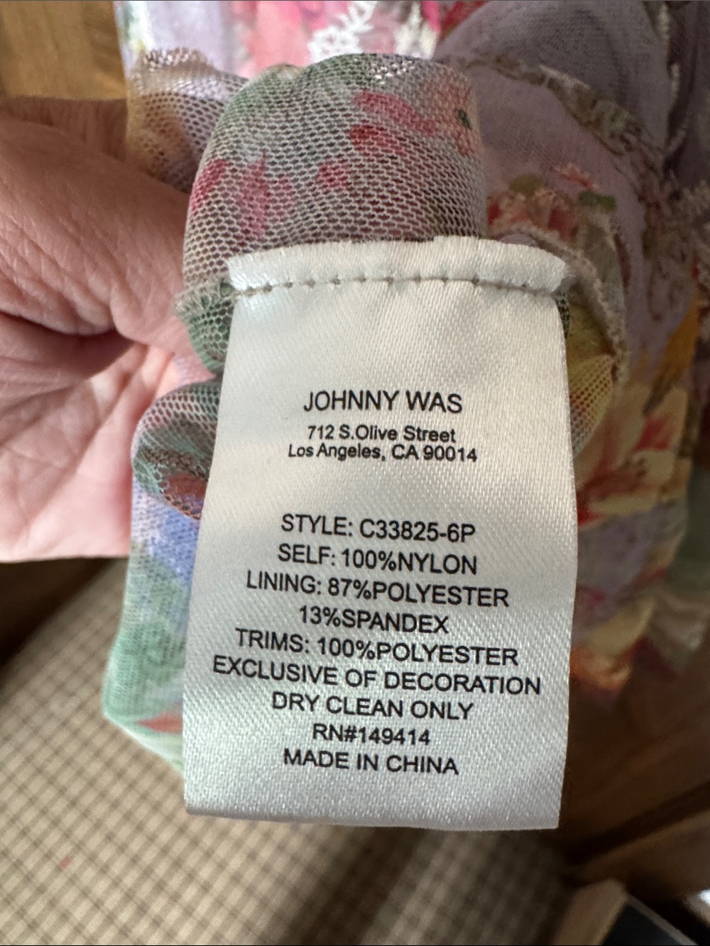 Johnny Was Lavender Floral Embroidered YASMINE MESH DRESS - Picture 3 of 6